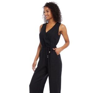 Karen Kane Cropped Jumpsuit, Black Size L